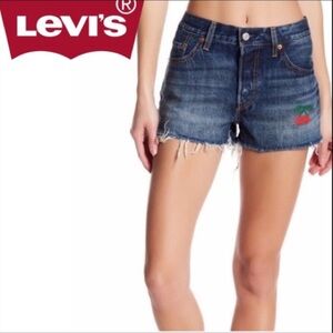Levi’s 501 Jean Shorts with Cherry Embroidery Size 26
